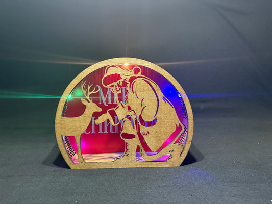 G- Santa feeding reindeer light